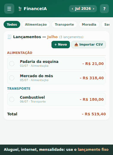 Demonstração: criando um lançamento fixo